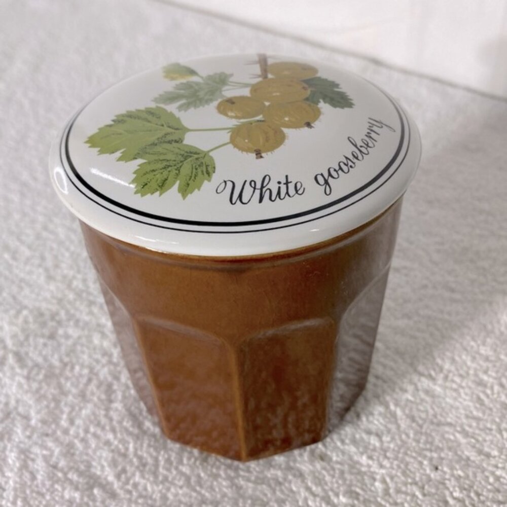 Vintage MCM White Gooseberry 12oz Ceramic Canister Jar Container